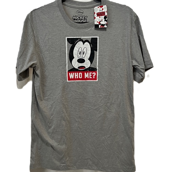 Men’s Disney Shirt Mickey “Who Me”  in Grey NWT - Picture 1 of 7